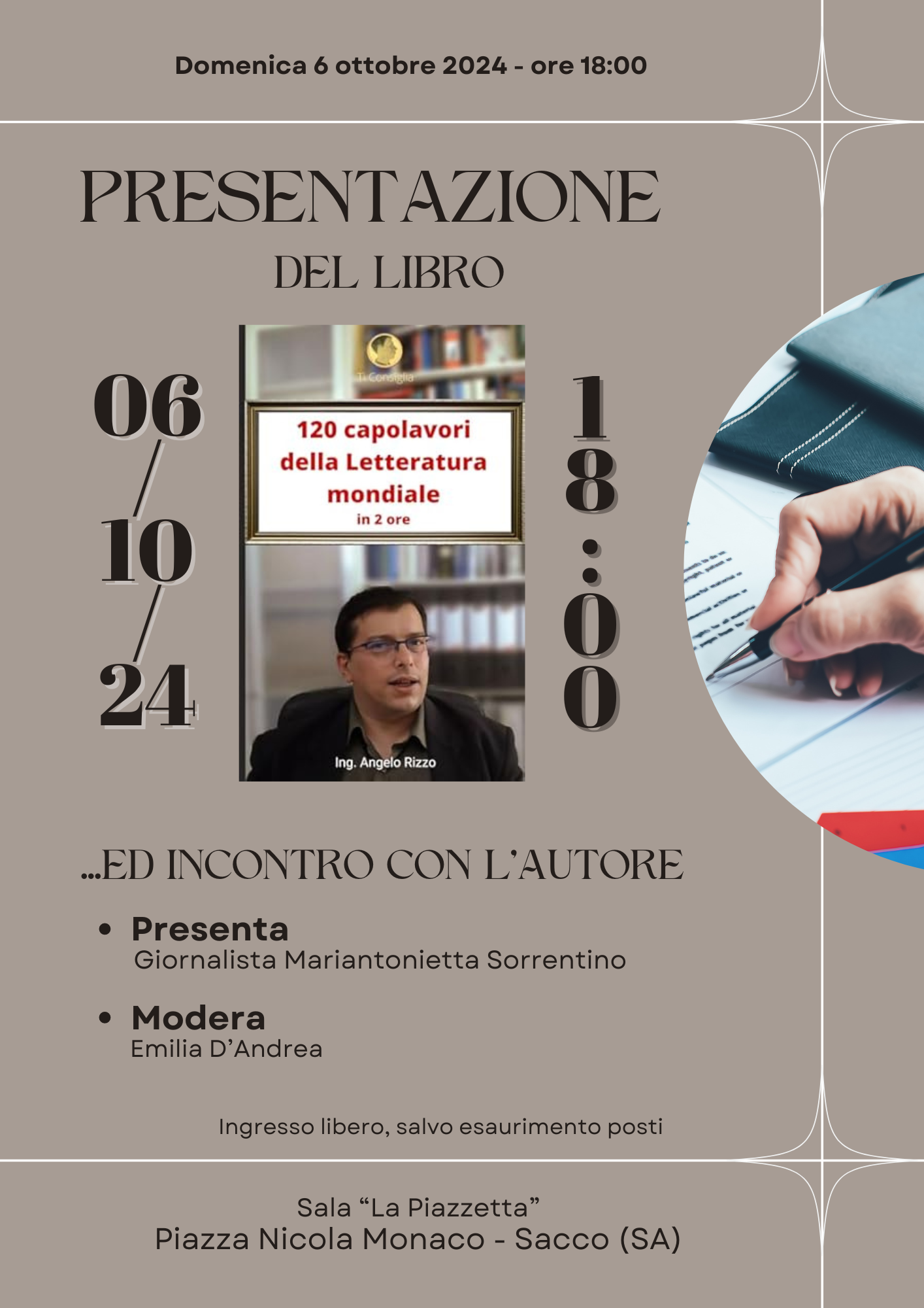 Presentazione a Sacco del libro 120 capolavori della Letteratura mondiale
